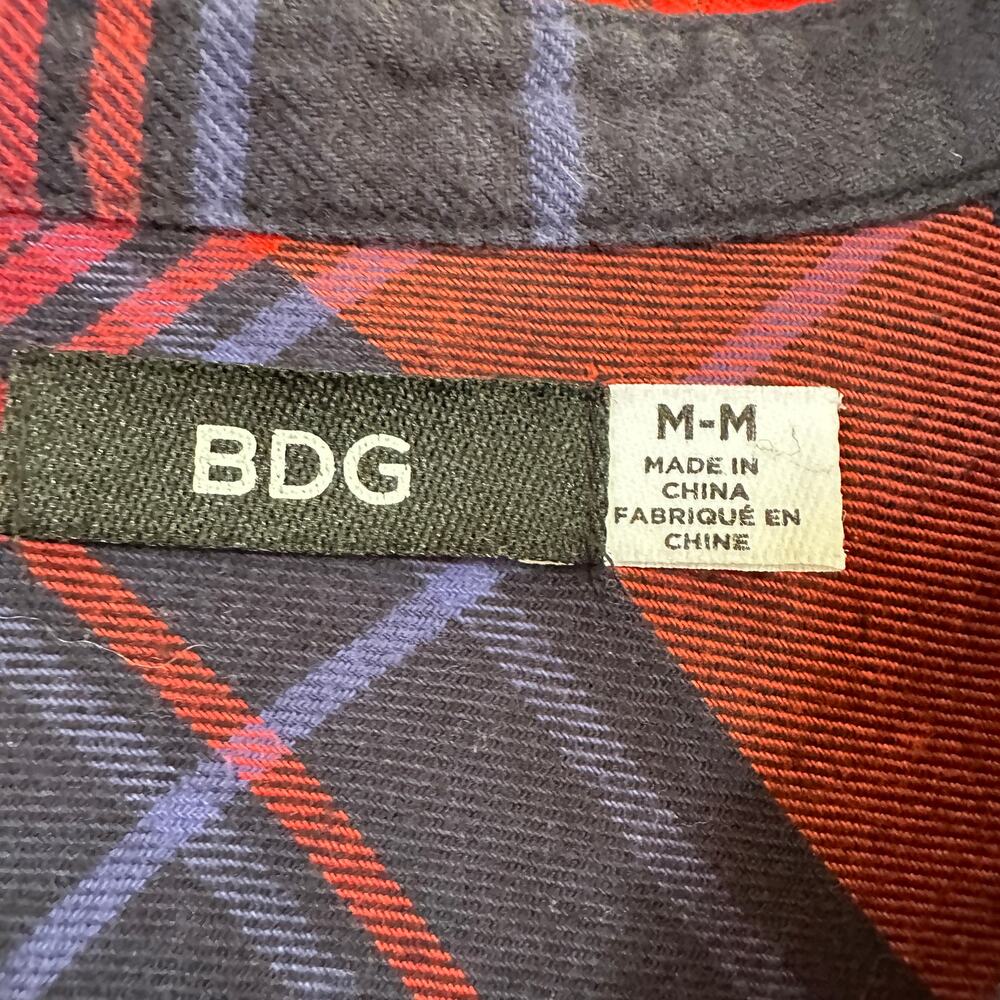 BDG Urban Outfitters Plaid Flannel Shirt MEDIUM Grunge 90s Western Academia Red - Picture 7 of 8